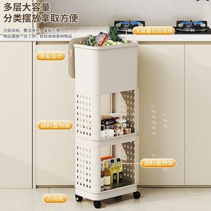 <b>Kitchen</b> trash can storage <b>rack</b>, household multi-purpose storage <b>rack</b>, large capacity, double-layer with lid, mobile storage <b>rack</b> - Product Image 1
