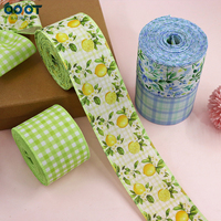 Ensemble de rubans à bordure filée Motif Citron d'été et Fleurs sauvages bleues, Motif floral citron jaune, Carreaux vichy verts, Motif fleurs de marguerite bleues, Carreaux pastel