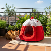 Maison douce et luxueuse pour petits chiens et chats, pliable, lavable, à bouche ronde, style citrouille, moderne