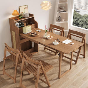 <span class=keywords><strong>Mesa</strong></span> de Comedor Extensible Plegable de Madera Maciza con Mueble Lateral de Almacenamiento, Diseño Moderno Multifuncional para Uso Doméstico Pequeño - Product Image 2