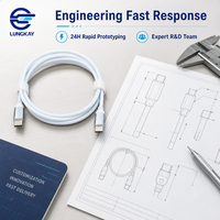 Câble USB-C vers USB-C LUNG KAY, fabrication OEM, 60W PD, charge rapide, durable, blanc, TPE, type C, pour smartphone, ordinateur portable, tablette