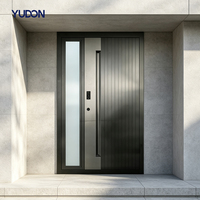 Porte en aluminium et verre YUDON DOOR, porte d'entrée principale, simple battant, taille personnalisée, style luxueux avec vidéophone pour les constructeurs de maisons