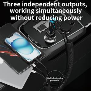 Chargeur de <span class=keywords><strong>voiture</strong></span> à charge rapide 96W 2 ports PD/PPS/QC3.0 avec câble spiralé de 1,8 m, protection OTP/OVP - Product Image 3