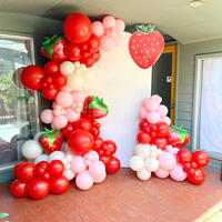 Zoete Aardbei Fruit Thema Ballon Garland Kit Aardbei Vorm Folieballonnen voor Meisjes Babyshower 1e Verjaardag Zomerdecoratie