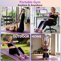 Bande de Résistance à Pédale Réglable 3-en-1, Corde de Tension Multifonction à 8 Tubes, Bandes de Fitness pour Abdominaux et Entraînement Complet du Corps