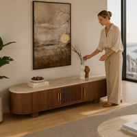 Meuble TV moderne en bois massif de haute qualité avec rangement écologique, design personnalisé pour salon, compatible avec les téléviseurs de 65 pouces