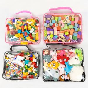 Sac de rangement pour jouets transparent à fermeture éclair en PVC multifonctionnel, ensemble de sacs de rangement imperméables pour blocs pour enfants - Product Image 5
