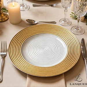 Plato de Cristal Plateado Personalizado Lanques, Redondo, para Decoración de Bodas, Venta al por Mayor, 13'', <span class=keywords><strong>Vajilla</strong></span> Elegante y de Lujo para Eventos y Fiestas - Product Image 2