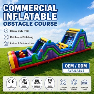Juegos <span class=keywords><strong>de</strong></span> Obstáculos Inflables <span class=keywords><strong>de</strong></span> PVC Comerciales con Toboganes, Pared <span class=keywords><strong>de</strong></span> Escalada y Pilares Desplegables para Niños y Adultos - Product Image 1