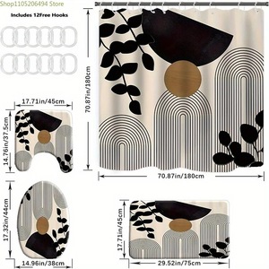 Cortina de Ducha de Poliéster Abstracta, Cortina de Baño con Impresión Digital Personalizada, Juego de Cortinas de Ducha Impermeables, Venta al Por Mayor - Product Image 4