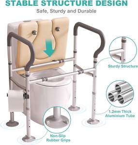 ที่นั่งชักโครกยกสูงขึ้นพร้อมที่จับที่ยกสูงขึ้นสำหรับผู้สูงอายุที่ปรับความสูงและความกว้างได้สำหรับผู้สูงอายุผู้สูงอายุชั้นวางในห้องน้ำที่ตั้งครรภ์ - Product Image 2