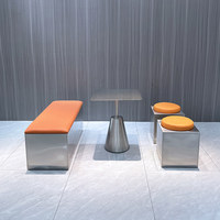 Table carrée en acier inoxydable de style industriel moderne minimaliste, table à thé, bar, café, restaurant, table à café conique solide