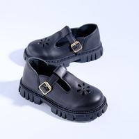 Nouvelles chaussures en cuir noires Mary Jane pour filles, avec boucle, respirantes, résistantes à l'usure, semelle épaisse, chaussures décontractées pour enfants, style campus