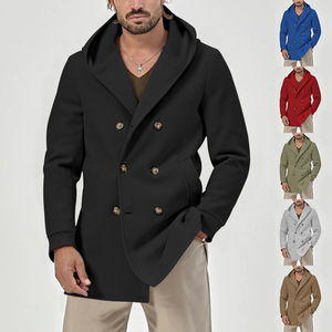Manteau <span class=keywords><strong>trench</strong></span> décontracté mi-long à col et à double boutonnage pour homme, tons terreux, printemps/automne - Product Image 1