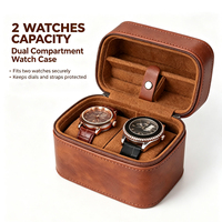 Étui de voyage pour montres en cuir à 2 emplacements, doublure en daim, anti-poussière, antichoc, organisateur portable pour voyage d'affaires, cadeau pour homme