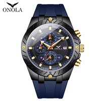 Montres pour hommes Onola avec bracelet en silicone, quartz, décontractées, de luxe, étanches, lumineuses, chronographe, montre-bracelet pour homme, Relogio Masculino