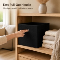 Cubes de rangement pliables multifonctionnels en tissu non tissé avec poignée à œillets métalliques, bacs de rangement pliables pour placard