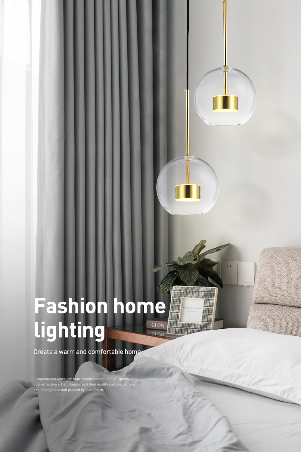 Modern Chrome Hanging Pendant Lights Indoor Home Kitchen Bar Mini Pendant Light with Glass