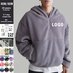 Felpe Invernali da Uomo Personalizzate in Pile Sherpa con Mezza Zip Giacca <span class=keywords><strong>Teddy</strong></span> Sherpa da Uomo con Zip a Un Quarto Felpe con Cappuccio da Uomo - Product Image 1