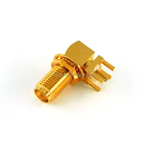 4 edge factory SMA antenna wire Female Bulkhead Right Angle PCB Mount jack elbowRF coaxial Connector