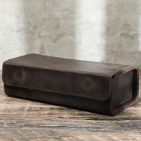 Étui à lunettes rectangulaire rétro en cuir Eonluxe, ensemble de deux pièces, fait main, fermeture magnétique, portable, en cuir véritable, pour voyage