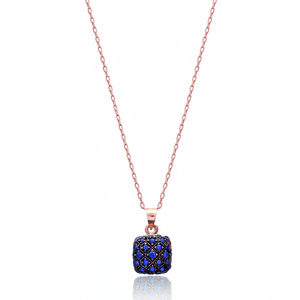 Diseño cuadrado zafiro circón piedra forma redonda encanto colgante turco hecho a mano 925 joyería de plata esterlina - Product Image 2