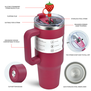 Tasse d'Aventure Tendance 40 oz, Gobelet <span class=keywords><strong>Isotherme</strong></span> 40Oz, <span class=keywords><strong>Mug</strong></span> de Voyage en Acier Inoxydable Double Paroi avec Poignée et Paille Métallique - Product Image 3
