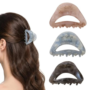 Pince à cheveux en acétate ajourée style coquillage français 9 cm, motif festonné, en résine brillante, accessoire capillaire pour coiffures de plage et de villégiature, pour cheveux volumineux - Product Image 1