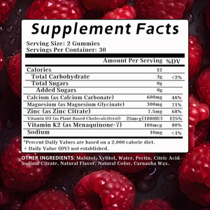 Suplemento de Calcio, Magnesio y Zinc con Vitamina D3 y Vitamina K2, Apoya la Función Nerviosa y Muscular, Gomitas Dietéticas, Venta al Por Mayor de Fábrica - Product Image 3