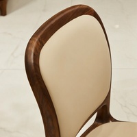 Chaise de salle à manger moderne en bois massif de noyer noir d'Amérique du Nord avec dossier en cuir véritable, design fauteuil pour la salle à manger à domicile