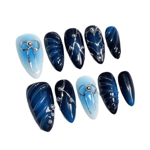 <span class=keywords><strong>Uñas</strong></span> portátiles hechas a mano Sweet and Cool Hot Girl Pintadas a mano Relief Blush Nails Cross-border Ins Style Almond Nails - Product Image 3