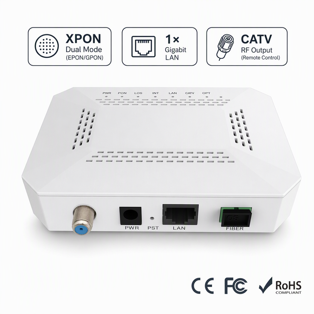 XPON ONU 1GE CATV FTTH Fiber Optic Modem Dual Mode GPON EPON ONT SC/APC Single Port Optical Network Unit