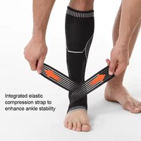Manchon de compression long tricoté réglable pour football et soccer avec protège-tibias et support de cheville