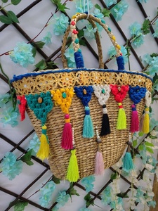 Women's Genuine <b>Leather</b> <b>Tote</b> <b>Bag</b> Colorful Rivet Decoration Casual Beach Handbag Handmade <b>Woven</b> Summer Shoulder <b>Bag</b> Zipper - Product Image 6