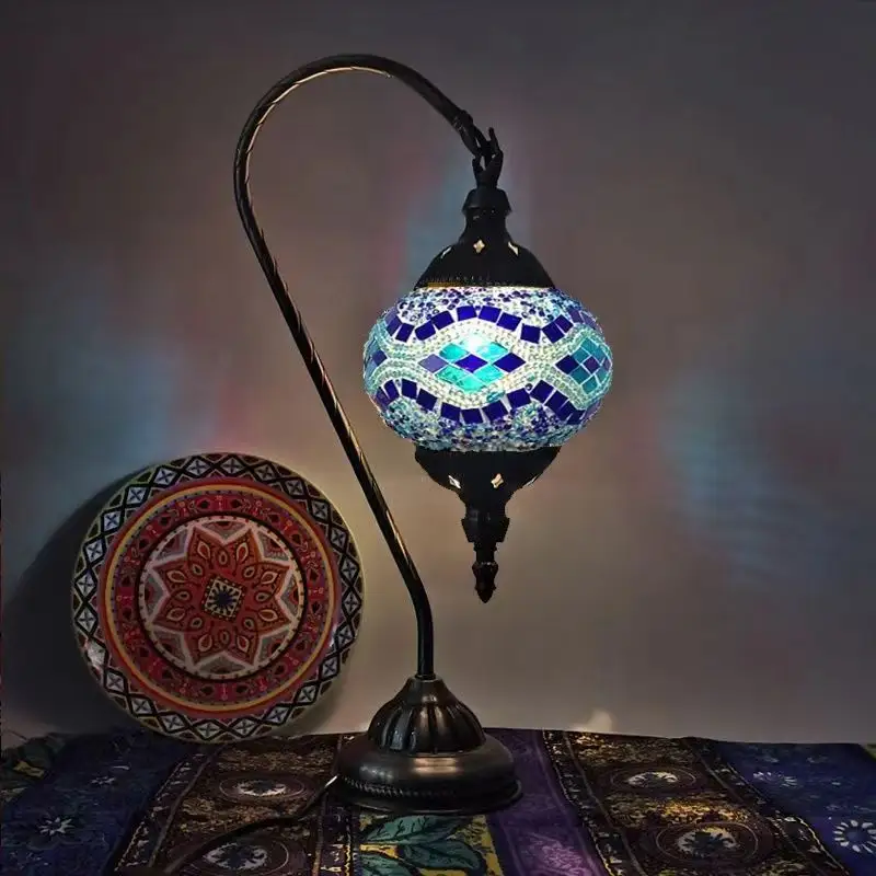 Hot bán DIY sắt vật liệu thủy tinh làm bằng tay cắm trong LED E14 Thổ Nhĩ Kỳ Mosaic đèn kit đèn cho trang trí nội thất