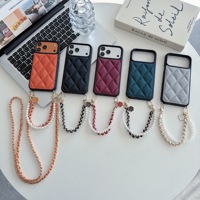 Nouvelle Coque de Téléphone de Luxe en Cuir Style Ins, Étui Personnalisé Tendance avec Chaîne pour iPhone 17 16 15 Pro Max