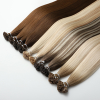Extensions de cheveux à pointe plate/K pré-collées, double épaisseur, en gros d'usine, 100 % cheveux humains européens véritables avec cuticules alignées