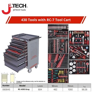 รถเข็นเครื่องมือ <span class=keywords><strong>Jtech</strong></span> 430 ชิ้น พร้อมตู้เก็บของเคลื่อนที่ 7 ชั้น 7 ลิ้นชัก สำหรับซ่อมรถยนต์ โรงรถ และเก็บของในโรงงาน - Product Image 6