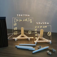 Tablero de borrado en seco acrílico luminiscente LED, Mini Soporte redondo para bolígrafo, tablero de mensajes con Bloc de notas iluminado para uso en el escritorio del hogar