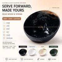 Fabricant OEM ODM – Bol de vaisselle en mélamine noir brillant, personnalisé pour café et desserts, empilable, résistant et durable