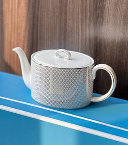 Service à thé et café de luxe moderne en porcelaine fine, design 2-en-1, théière en céramique avec tasses et soucoupes - Product Image 2