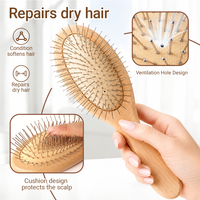 Brosse à cheveux ovale en bois antistatique à poils de sanglier noirs, masseur de cuir chevelu, démêlante, pour toilettage et soin des cheveux, portable pour la maison