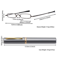 Lunettes de lecture élégantes à monture métallique ultra-fine pour hommes et femmes, lunettes de lecture portables mini presbytie avec étui