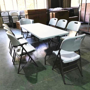 Hongqiao 6FT 1.8m Outdoor Plastic Picnic Camping Wedding Event Foldable <strong>Table</strong> Folding <strong>Table</strong> Powder Coated Finished Steel <strong>Trestle</strong> - Product Image 6