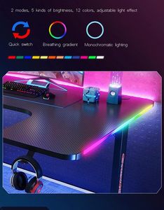 Table de jeu pour ordinateur à prix de gros, réglable en <span class=keywords><strong>hauteur</strong></span>, avec éclairage LED RGB, noire, pour adultes - Product Image 3