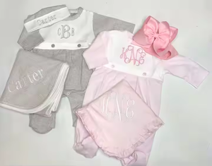 Mameluco personalizado para bebé <span class=keywords><strong>recién</strong></span> nacido, conjunto de Manta, mono de cuello redondo de algodón a rayas azules para bebé, ropa infantil para bebé 2025 - Product Image 3