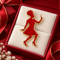 Broche en métal plaqué or avec émail rouge, motif Femme Grecque de la Fortitude dansant, pour Sororité Delta, Bijou personnalisé pour femmes, Vente en gros