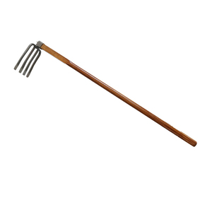 Grande lame de nivellement de pelouse réglable en hauteur avec manche en bois, râteau de jardin à 4 dents - Product Image 5