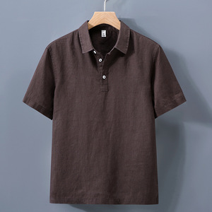 Camicia a maniche corte in lino alla moda in stile giapponese, da uomo, alla moda, artistica, casual, vestibilità ampia, con perline, senza trattamento antipiega - Product Image 4