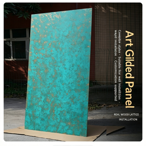 Wholesale Price Manufacturer Supplier Durable Artistic Gold Leaf Bamboo Charcoal Wood Veneer Gilded <strong>Wall</strong> <strong>Panel</strong> For Hotel Decor - Product Image 1